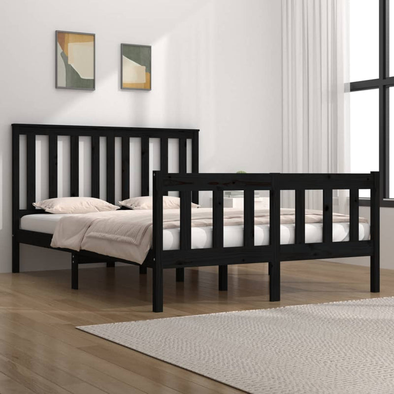 Bedframe massief grenenhout zwart 120x190 cm 4FT Small Double