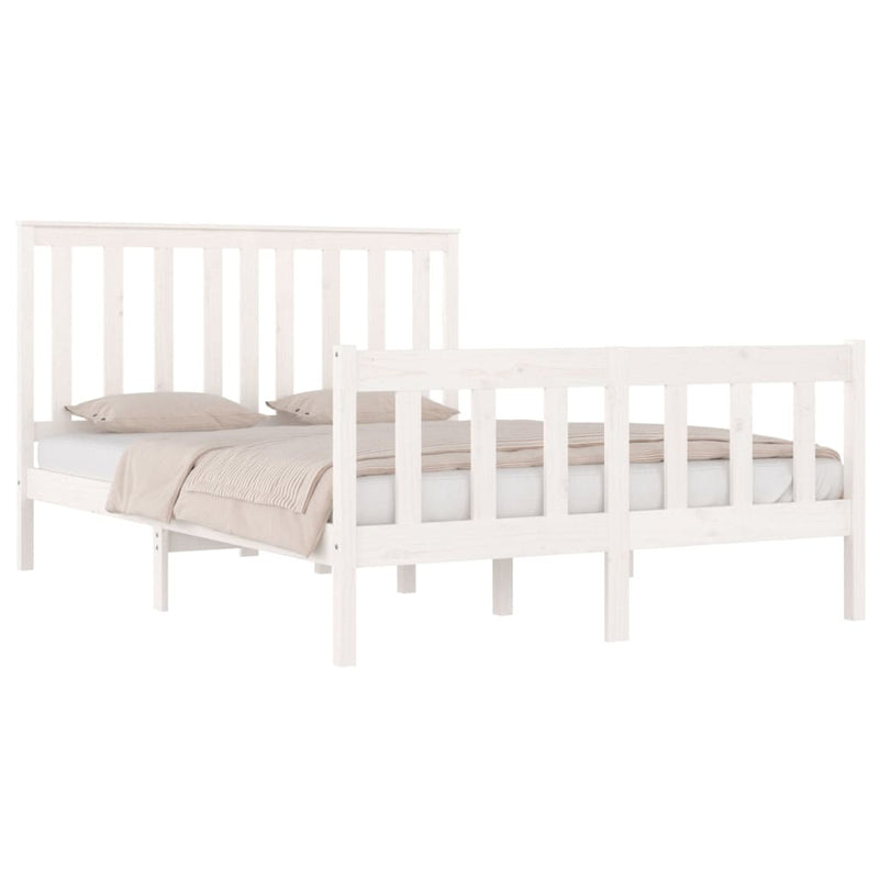 Bedframe massief grenenhout wit 135x190 cm 4FT6 Double