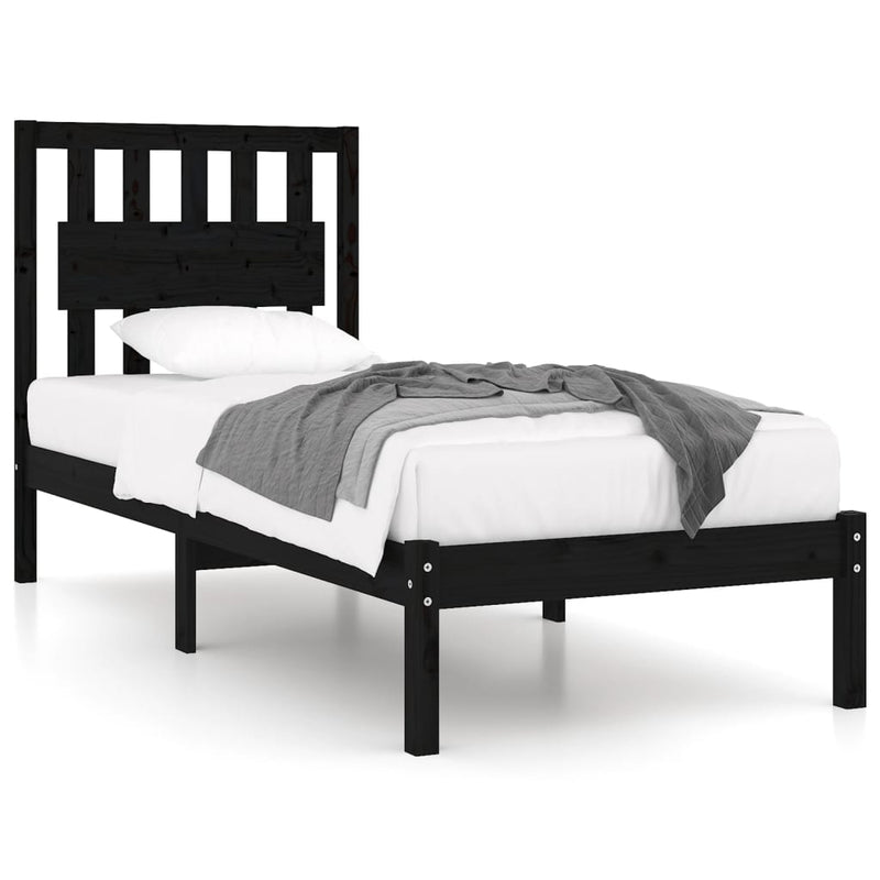 Bedframe massief grenenhout zwart 75x190 cm 2FT6 Small Single