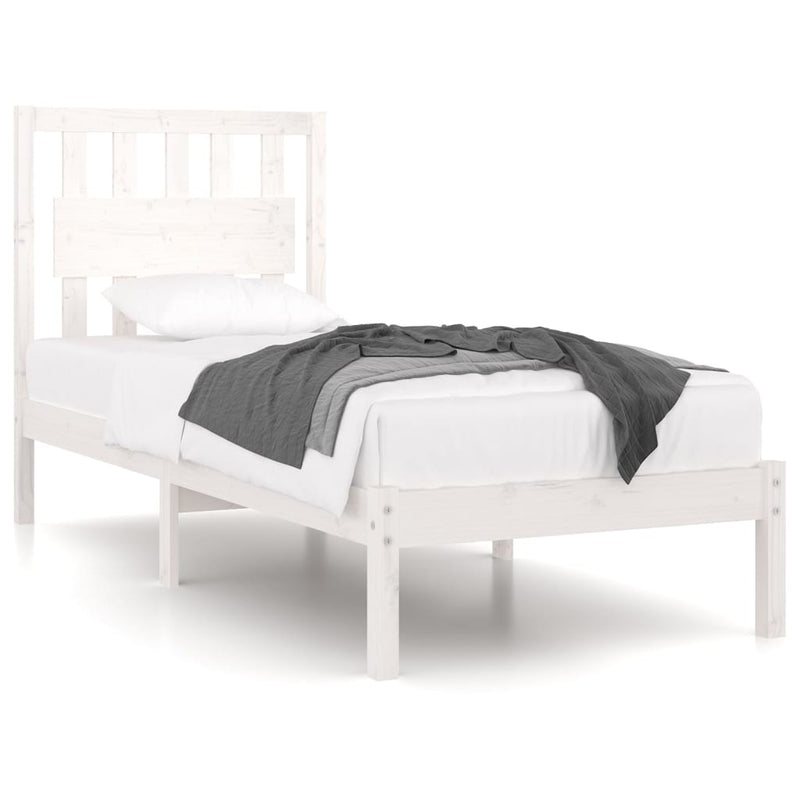 Bedframe massief grenenhout wit 100x200 cm