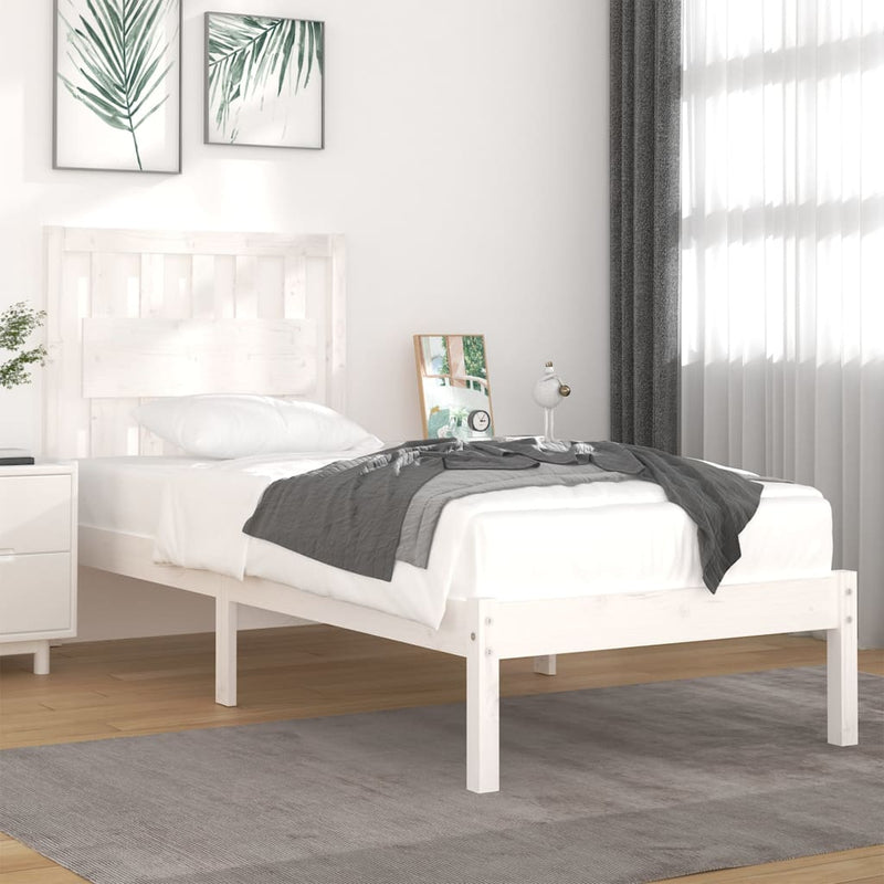 Bedframe massief grenenhout wit 100x200 cm
