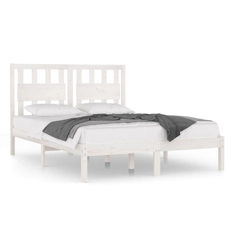 Bedframe massief grenenhout wit 120x200 cm