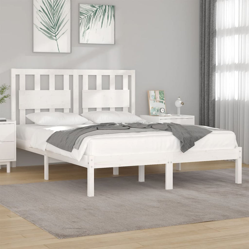 Bedframe massief grenenhout wit 120x200 cm