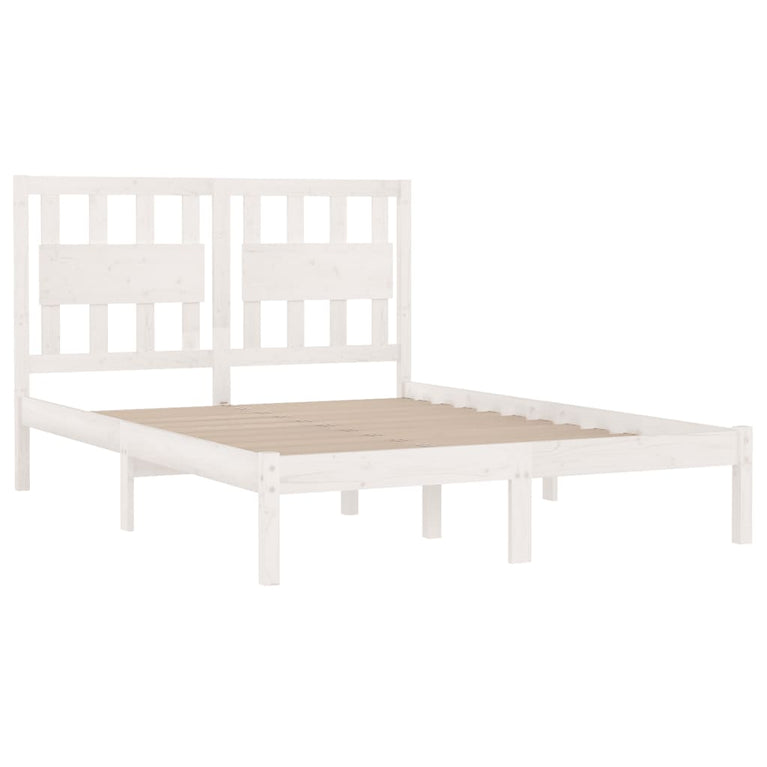 Bedframe massief grenenhout wit 150x200 cm 5FT King Size
