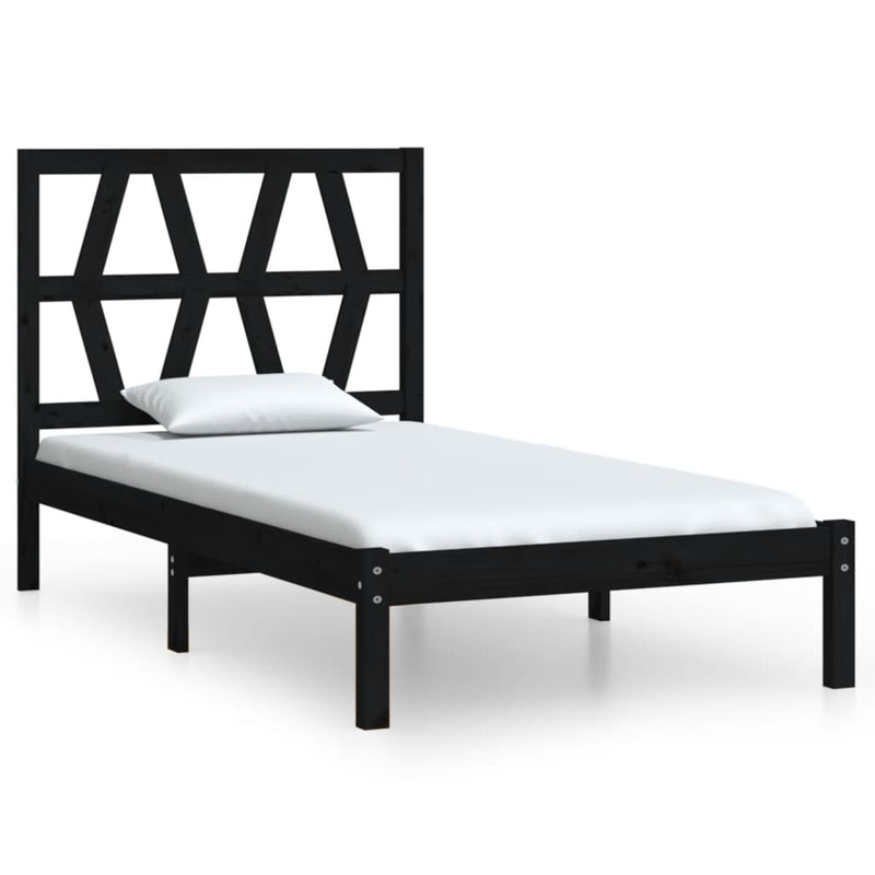 Bedframe massief grenenhout zwart 75x190 cm 2FT6 Small Single