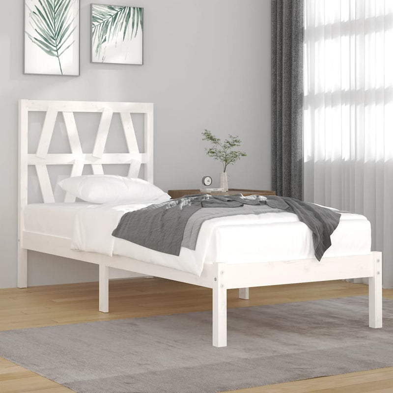 Bedframe massief grenenhout wit 90x190 cm 3FT Single