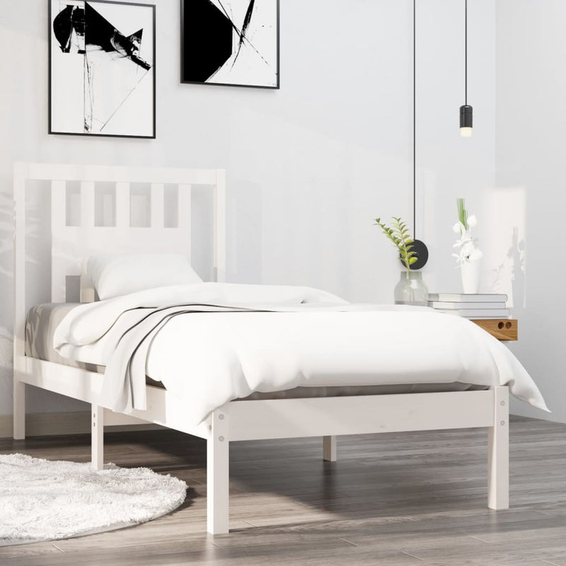 Bedframe massief hout wit 75x190 cm 2FT6 Small Single