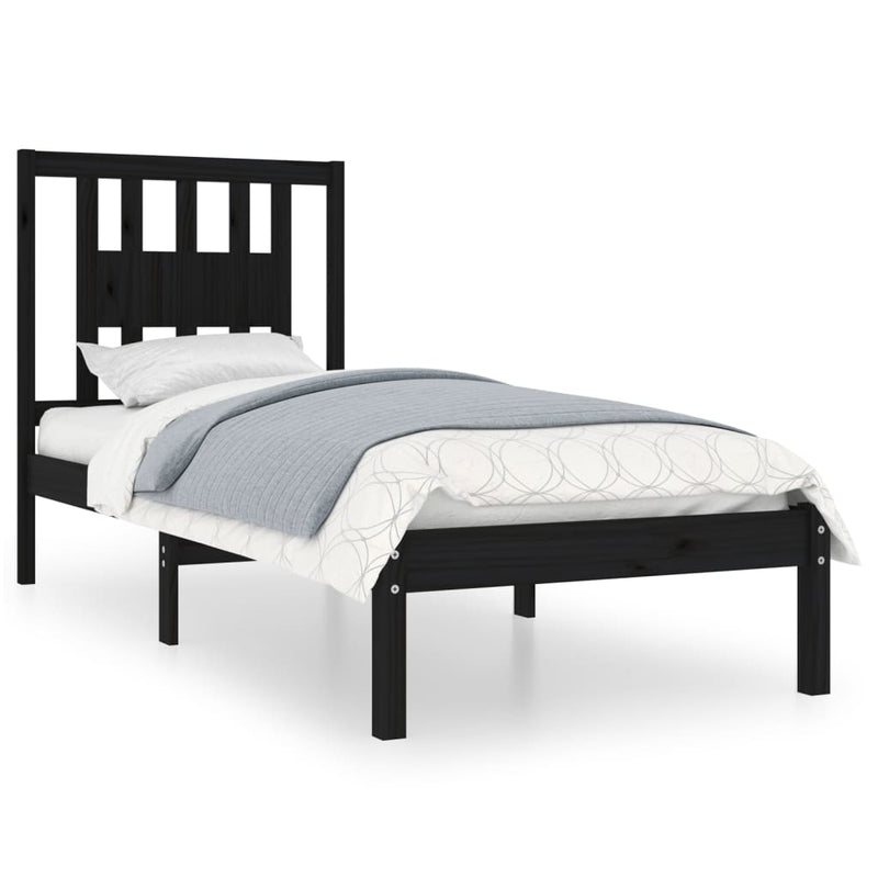 Bedframe massief hout zwart 75x190 cm 2FT6 Small Single