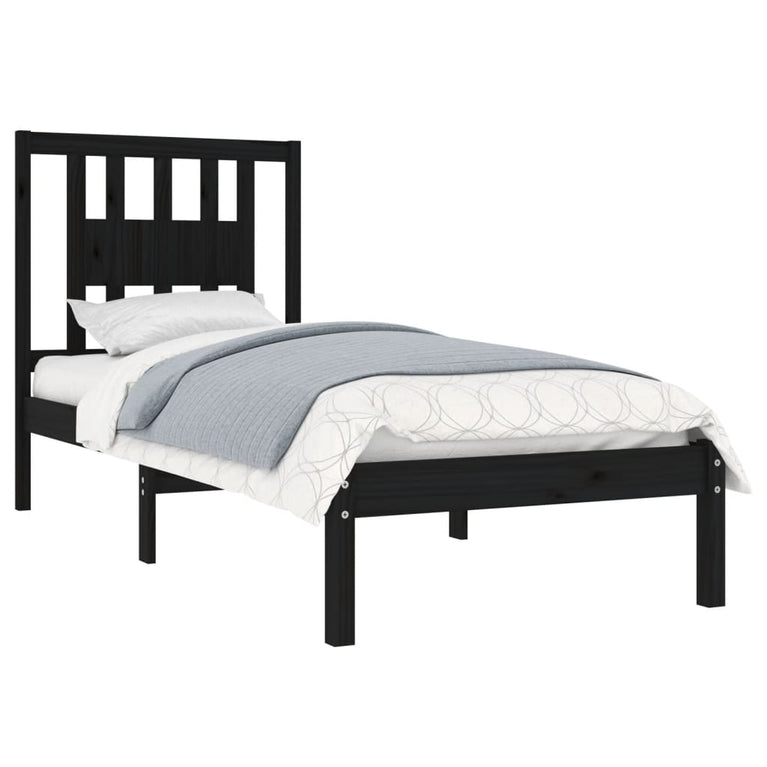 Bedframe massief hout zwart 75x190 cm 2FT6 Small Single
