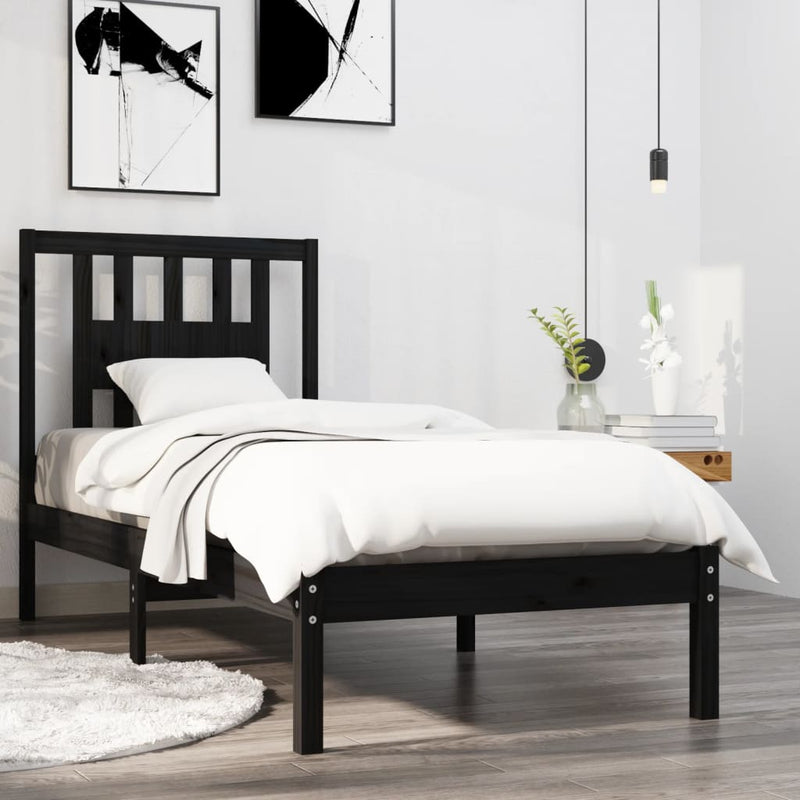 Bedframe massief hout zwart 75x190 cm 2FT6 Small Single