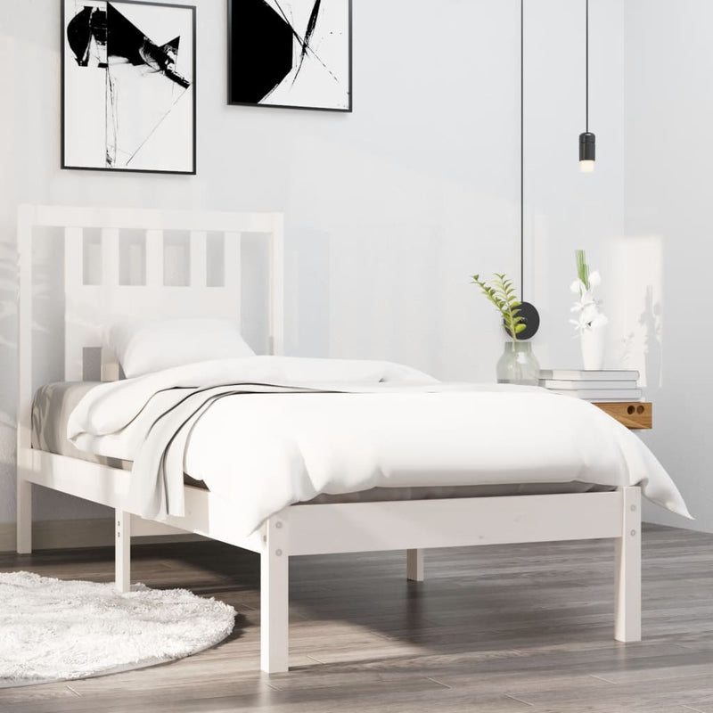 Bedframe massief hout wit 90x190 cm 3FT Single