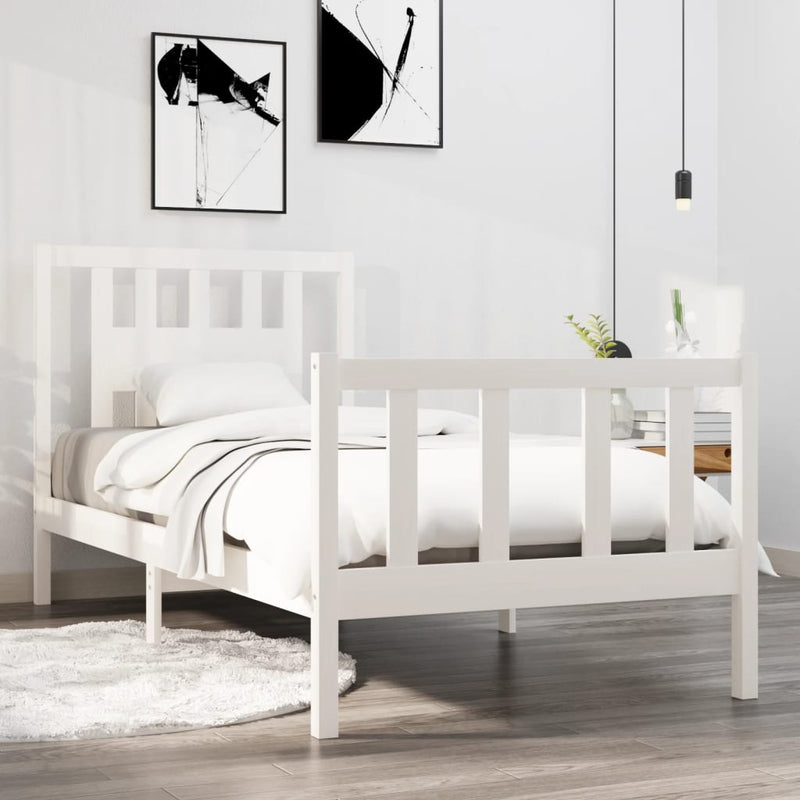Bedframe massief hout wit 75x190 cm 2FT6 Small Single