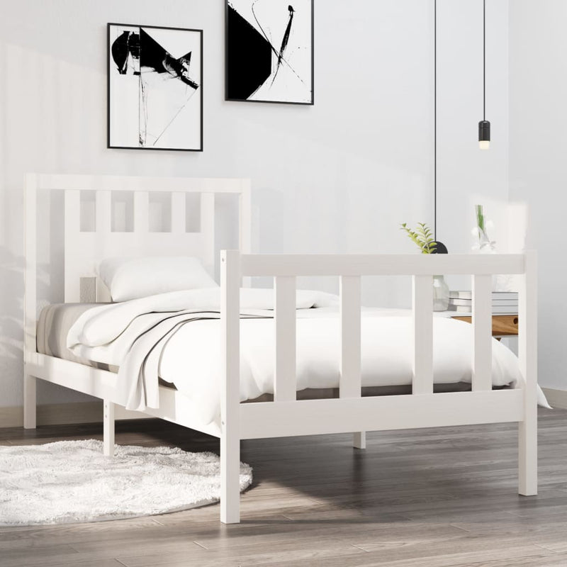 Bedframe massief hout wit 90x190 cm 3FT Single