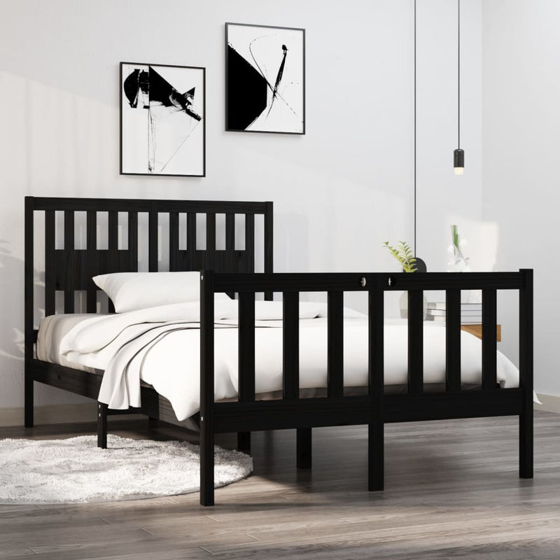 Bedframe massief hout zwart 120x190 cm 4FT Small Double