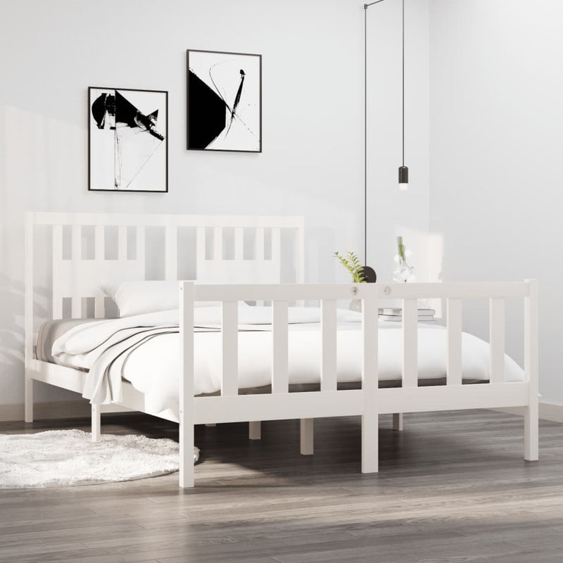 Bedframe massief hout wit 135x190 cm 4FT6 Double