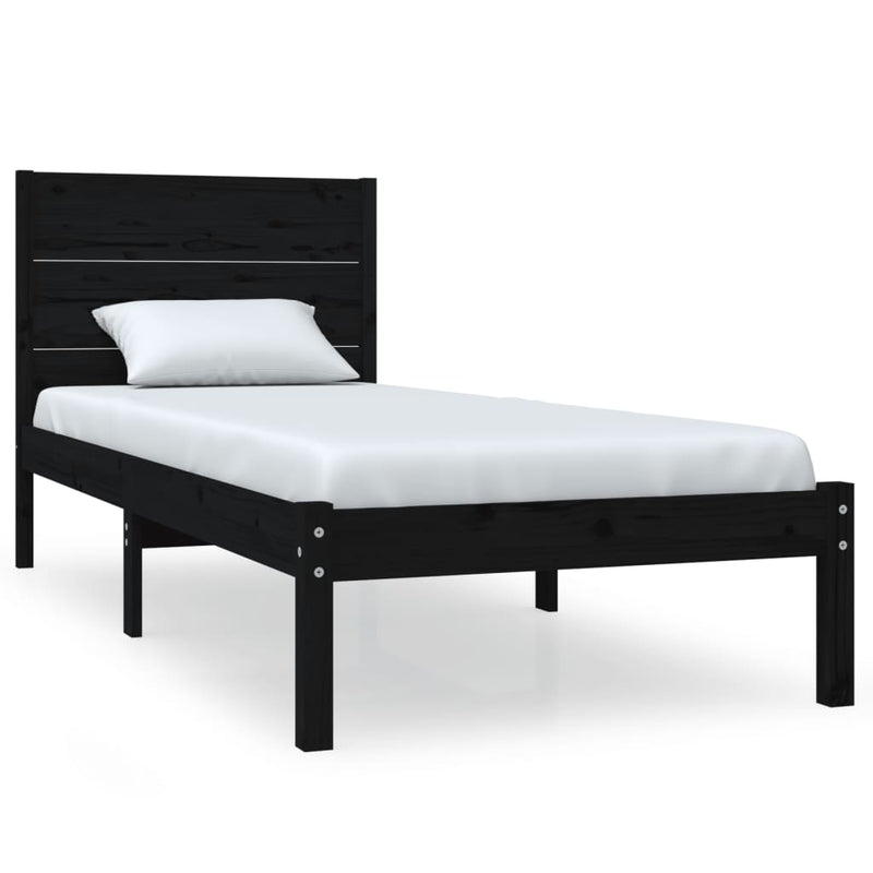 Bedframe massief hout zwart 75x190 cm 2FT6 Small Single