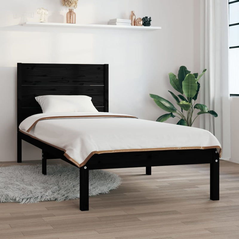 Bedframe massief hout zwart 75x190 cm 2FT6 Small Single