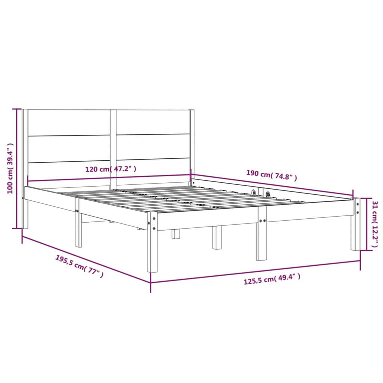 Bedframe massief hout wit 120x190 cm 4FT Small Double