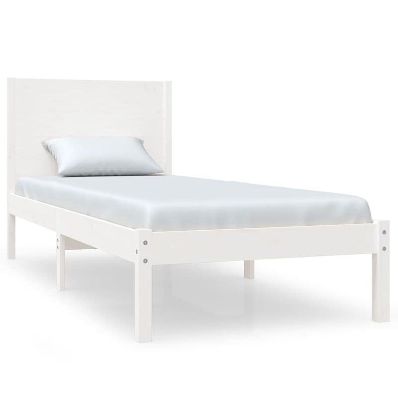 Bedframe massief grenenhout wit 100x200 cm