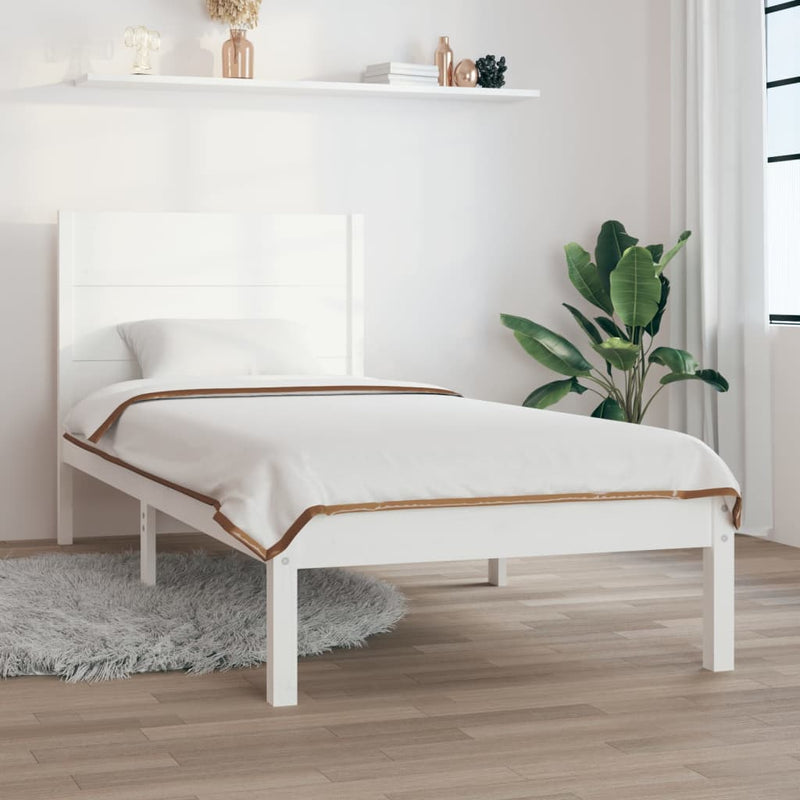 Bedframe massief grenenhout wit 100x200 cm