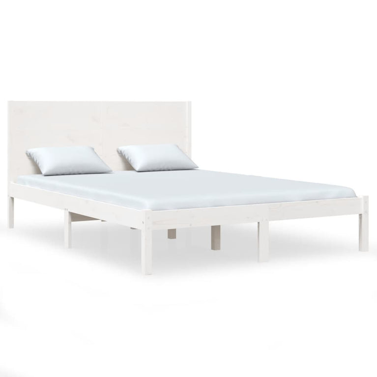 Bedframe massief grenenhout wit 120x200 cm