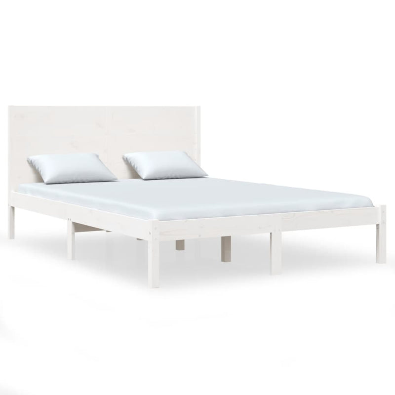 Bedframe massief grenenhout wit 120x200 cm
