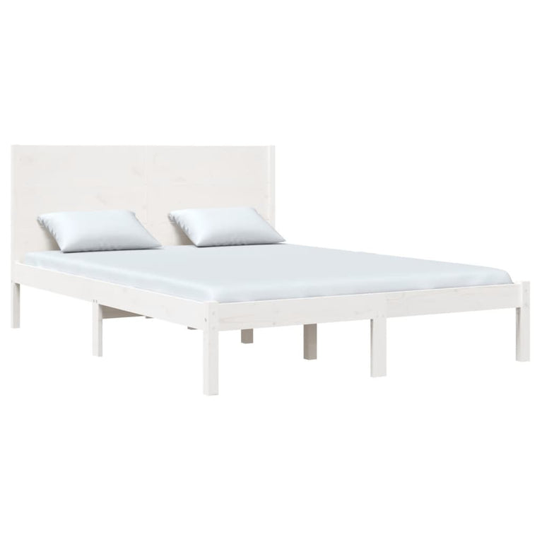 Bedframe massief grenenhout wit 120x200 cm