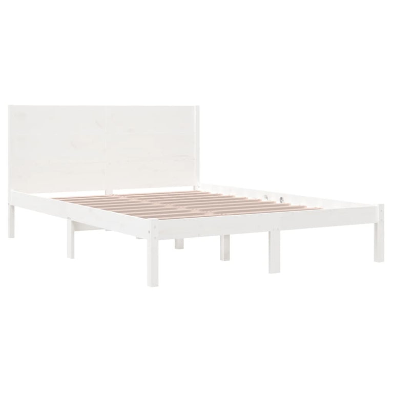 Bedframe massief grenenhout wit 120x200 cm