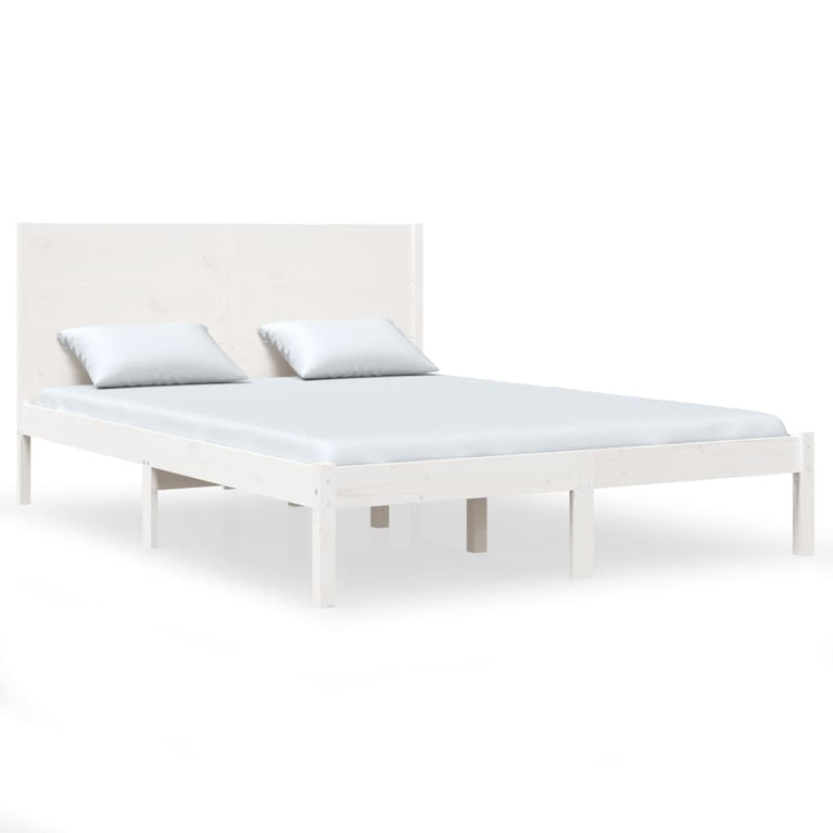 Bedframe massief grenenhout wit 160x200 cm