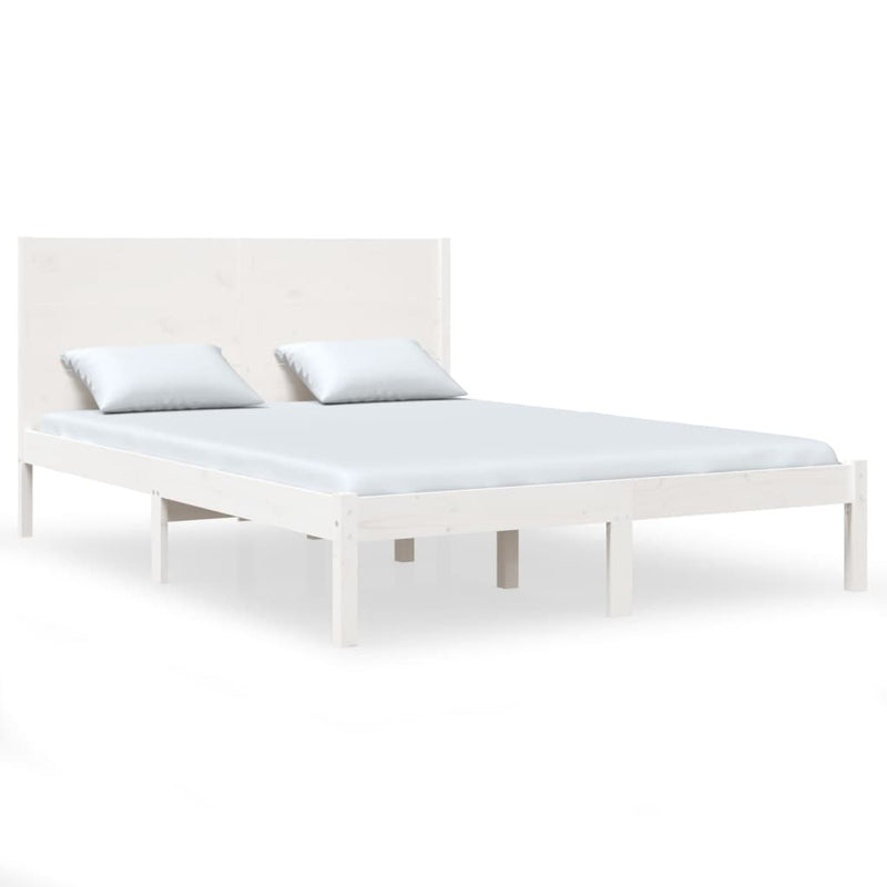 Bedframe massief grenenhout wit 160x200 cm