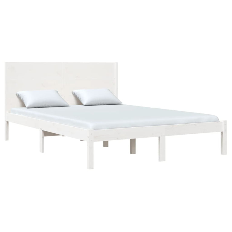 Bedframe massief grenenhout wit 160x200 cm