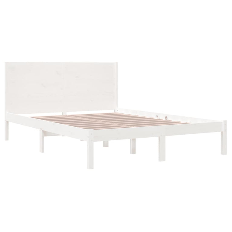 Bedframe massief grenenhout wit 160x200 cm