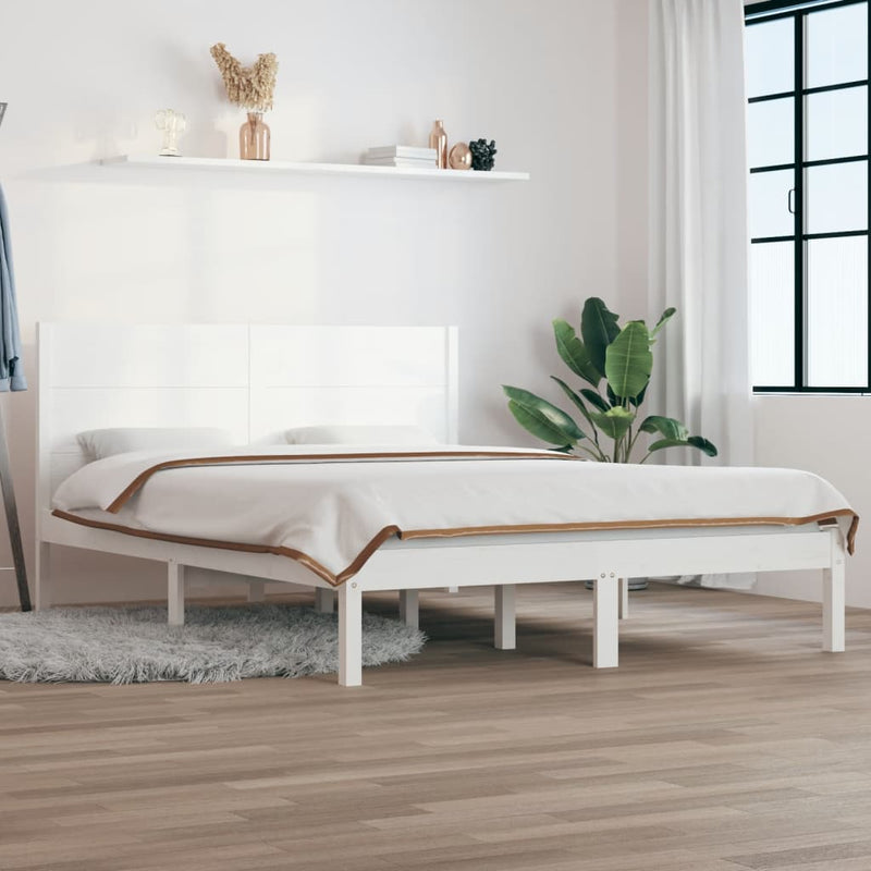 Bedframe massief grenenhout wit 160x200 cm