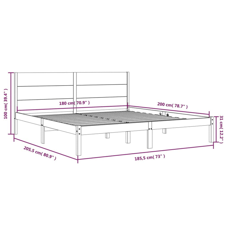 Bedframe massief hout 180x200 cm Super King Size