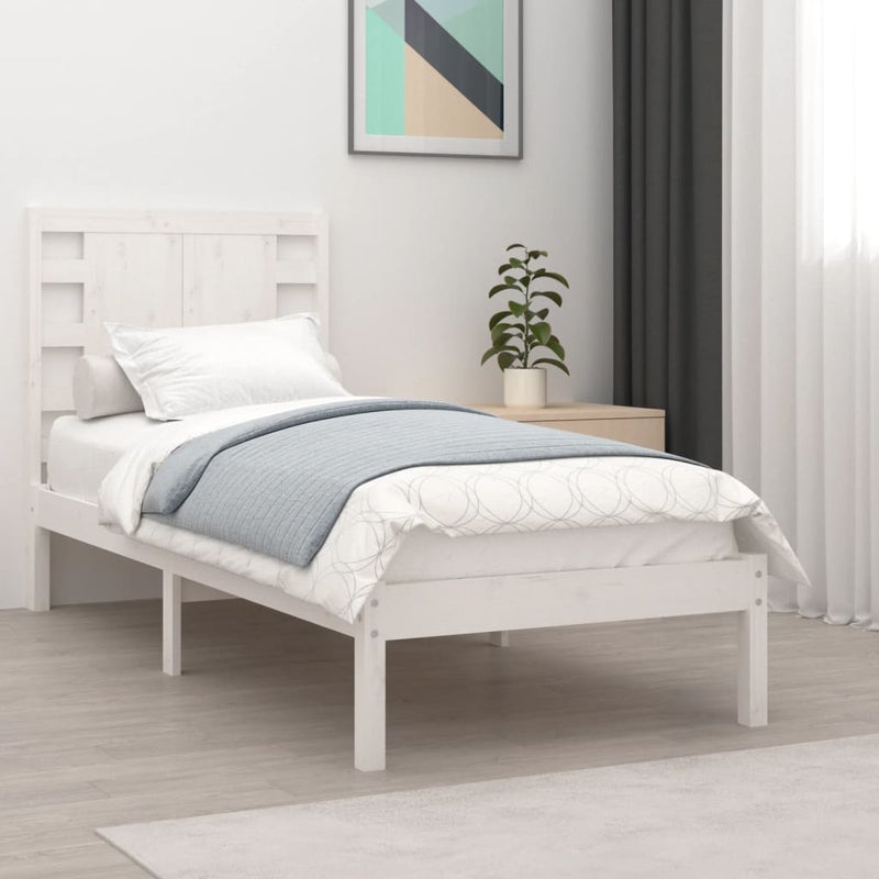 Bedframe massief hout wit 90x190 cm 3FT Single