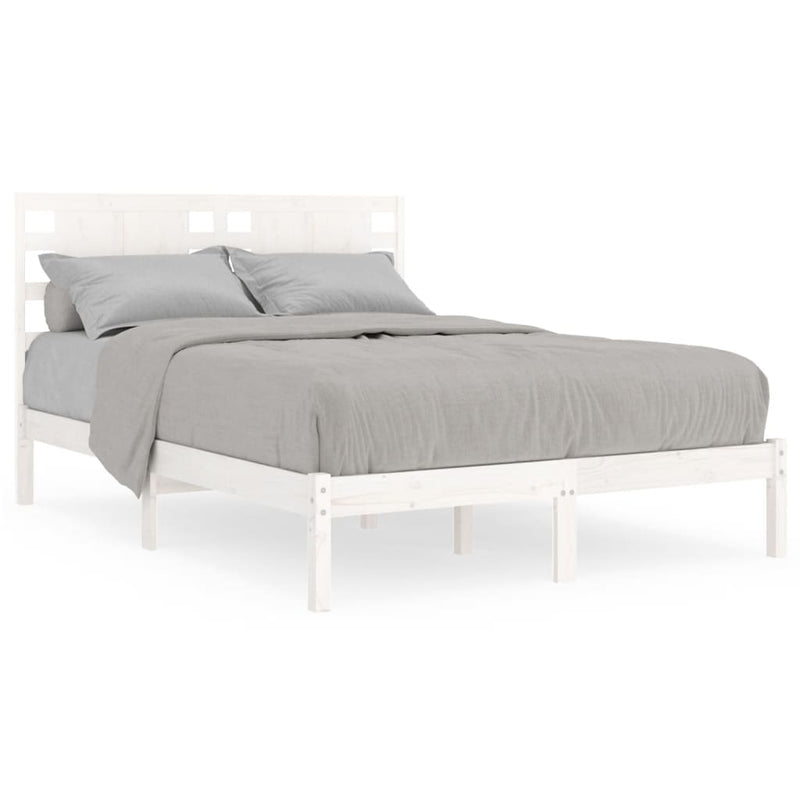 Bedframe massief grenenhout wit 140x190 cm