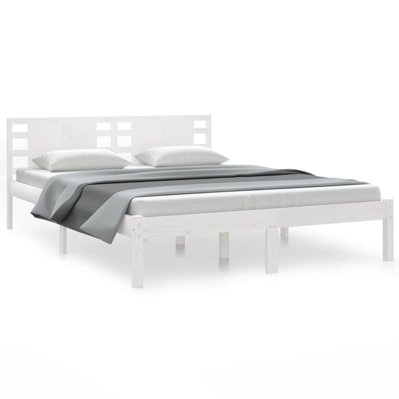 Bedframe massief grenenhout wit 120x200 cm