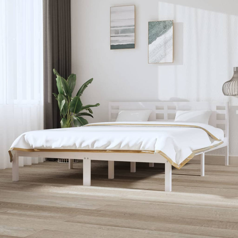 Bedframe massief grenenhout wit 120x200 cm