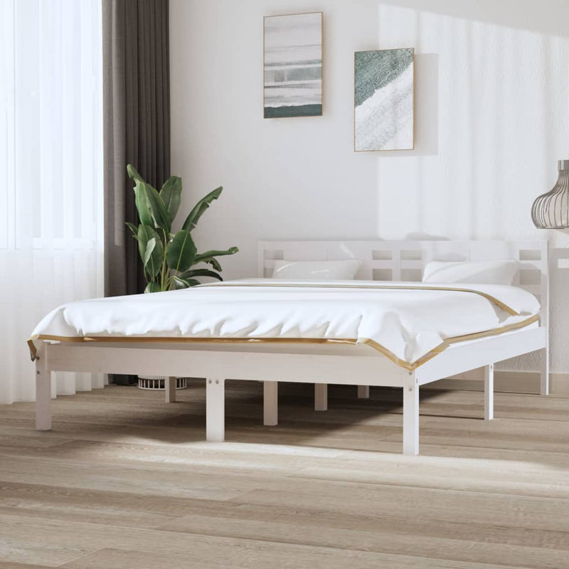 Bedframe massief grenenhout wit 140x200 cm