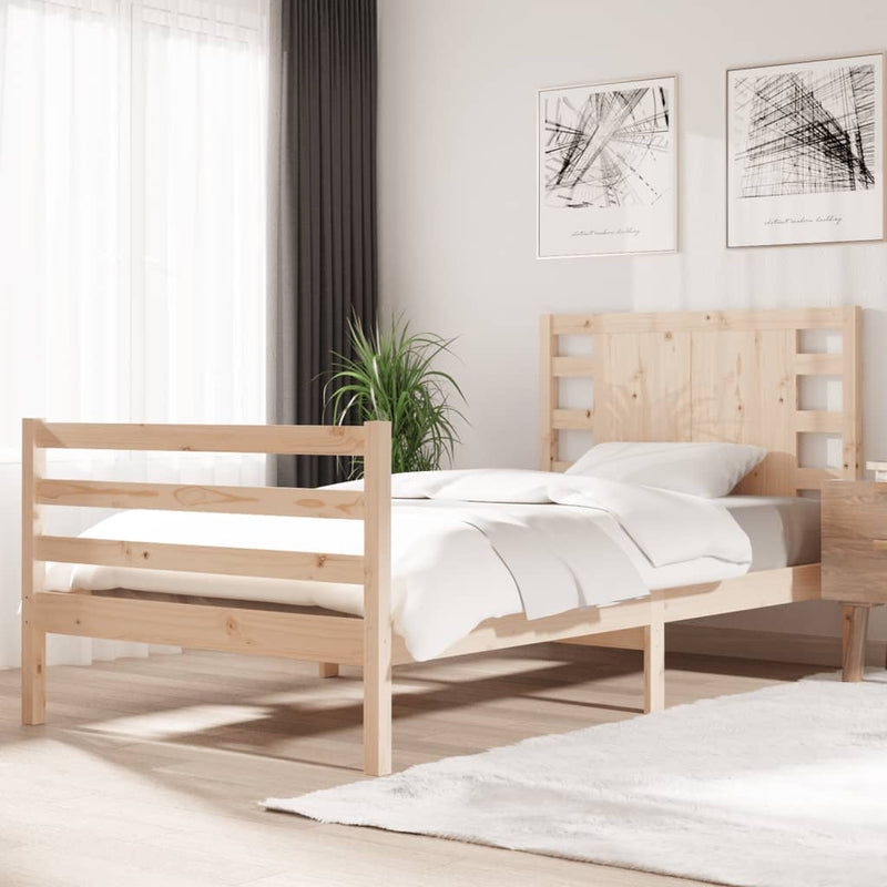 Bedframe massief grenenhout zwart 75x190 cm Small Single