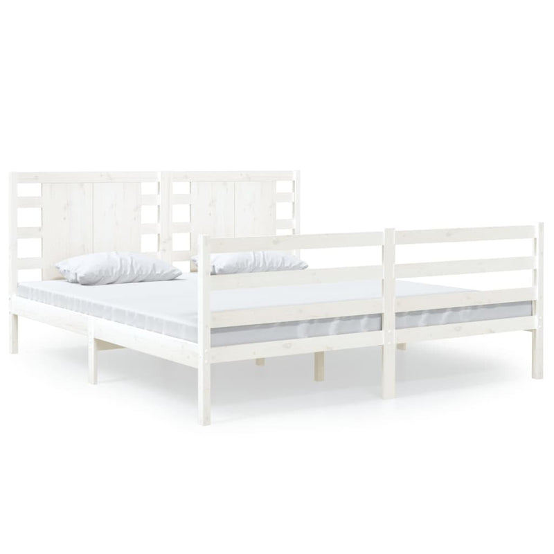 Bedframe massief grenenhout wit 140x190 cm