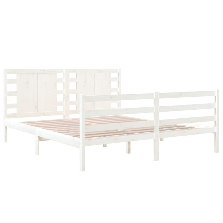 Bedframe massief grenenhout wit 140x190 cm