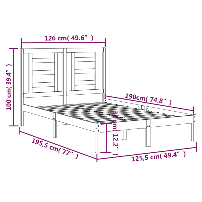 Bedframe massief hout 120x190 cm Small Double