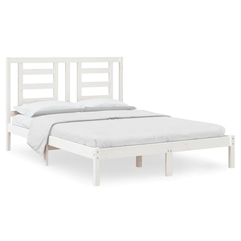 Bedframe massief grenenhout wit 140x190 cm