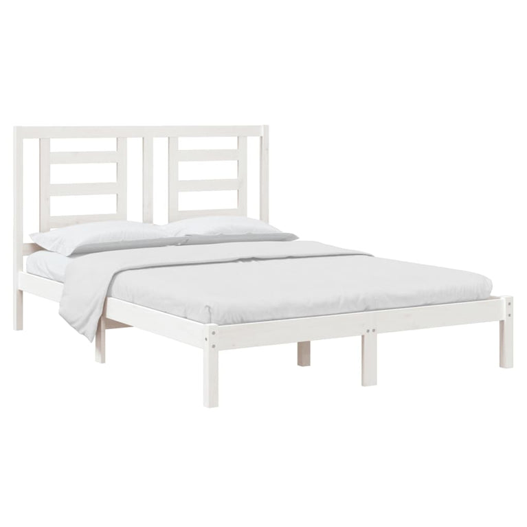 Bedframe massief grenenhout wit 140x190 cm