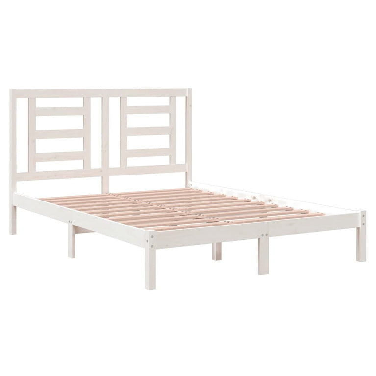 Bedframe massief grenenhout wit 140x190 cm