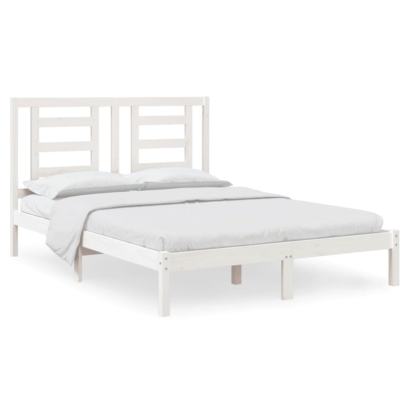 Bedframe massief grenenhout wit 140x200 cm