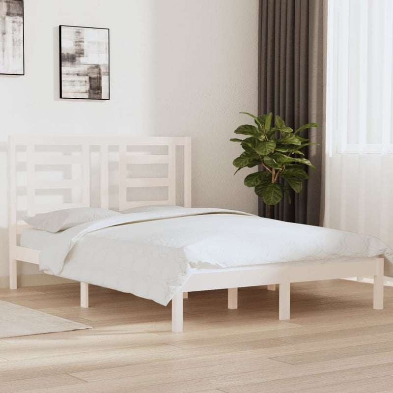 Bedframe massief grenenhout wit 140x200 cm