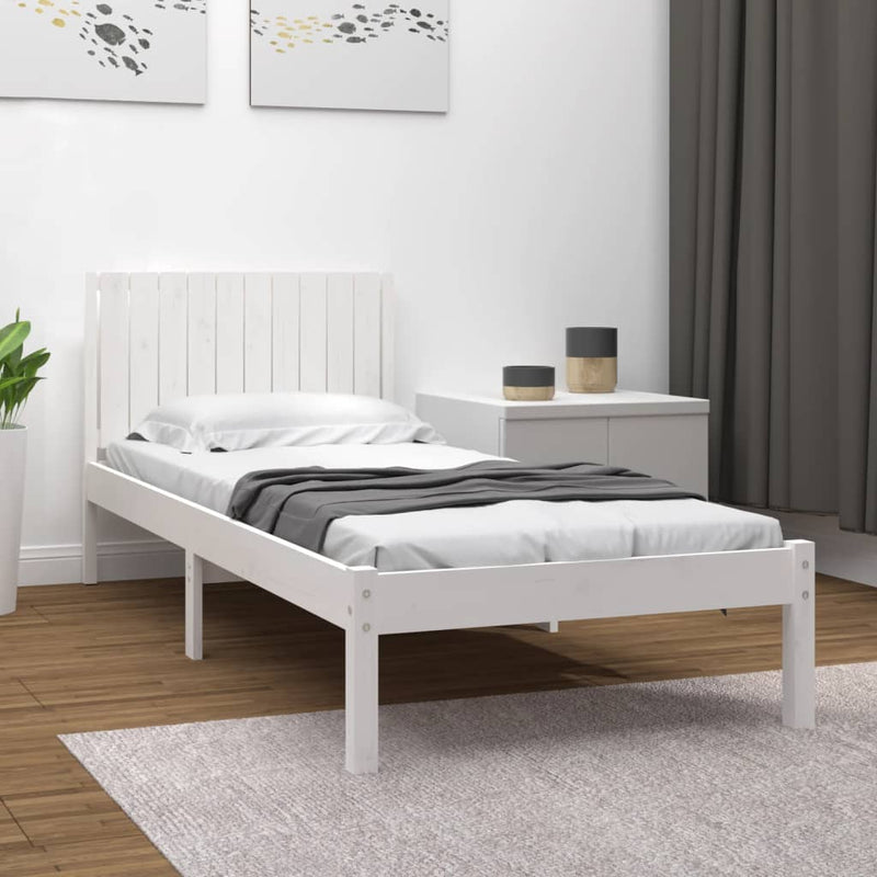 Bedframe massief grenenhout wit 100x200 cm