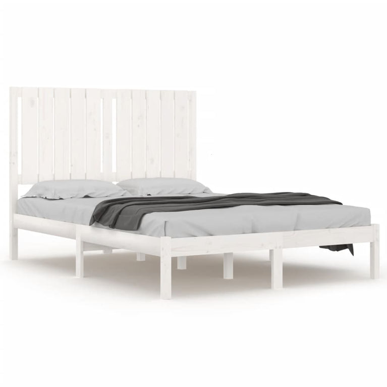 Bedframe massief grenenhout wit 120x200 cm